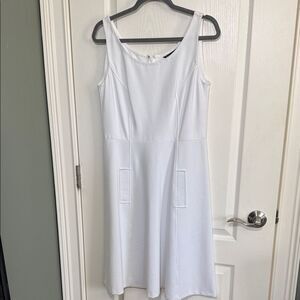 Brooks Brothers White Sleeveless Fit & Flare Dress Size 8